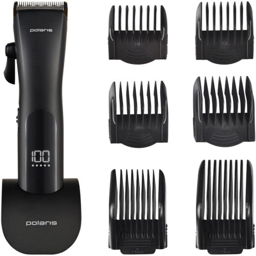 Машинка для стрижки/ Машинка для стрижки Polaris PHC 2500 черный 3Вт (насадок в компл:6шт)