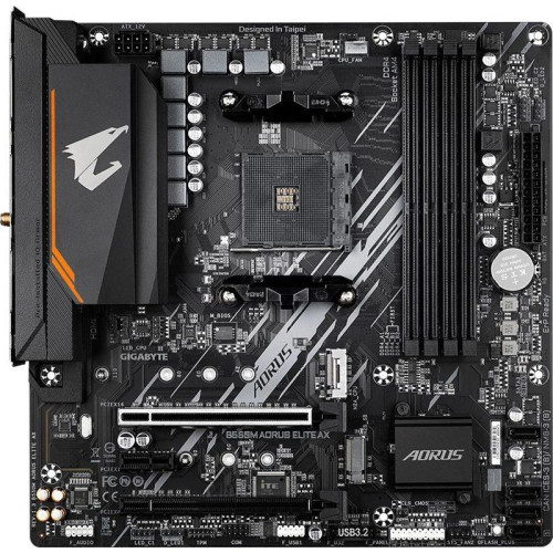 Материнская плата Gigabyte B550M AORUS ELITE AX Soc-AM4 AMD B550 4xDDR4 mATX AC`97 8ch(7.1) GbLAN RAID+DVI+HDMI [B550M AORUS ELITE AX]