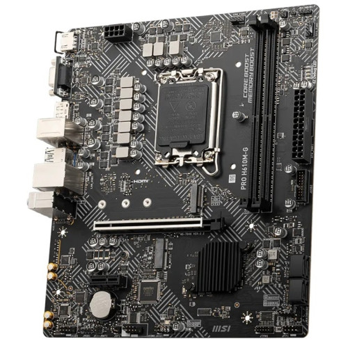 Материнская плата MB MSI INTEL H610 s1700, 2xDDR5(96GB), D-SUB/HDMI 2.1/DP, 1xPCIe 4.0x16, 1xPCIe 3.0, 1xLAN, 4xSATA 6Gb/s, 1xM.2, 1xM.2 E key, 2xUSB 3.2, 4xUSB 2.0, 1xPS/2, mATX