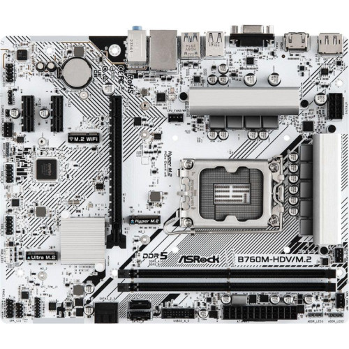 Материнская плата Asrock B760M-HDV/M.2 Soc-1700 Intel B760 2xDDR5 mATX AC`97 8ch(7.1) 2.5Gg RAID+VGA+HDMI+DP [B760M-HDV/M.2]