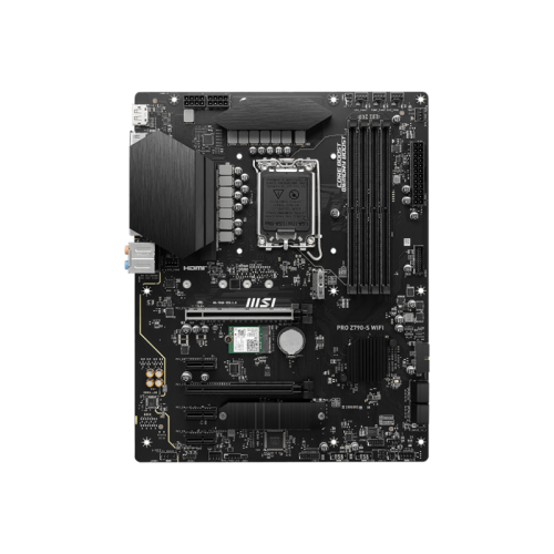 Материнская плата MB MSI INTEL Z790 s1700, 4xDDR5(256GB), HDMI 1.4/DP, 1xPCIe 5.0x16, 1xPCIe 3.0x16, 3xPCIe 3.0, 1xLAN (2.5GbE), Wi-Fi, BT, 4xSATA 6Gb/s, 2xM.2, 1xUSB-C, 4xUSB 3.2, 2xUSB 2.0, ATX