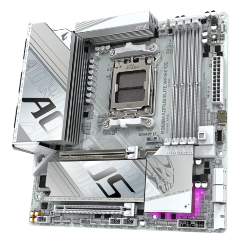 Материнская плата Gigabyte B850M A ELT WF6E ICE SocketAM5 AMD B850 4xDDR5 mATX AC`97 8ch(7.1) 2.5Gg RAID+HDMI [B850M A ELT WF6E ICE]