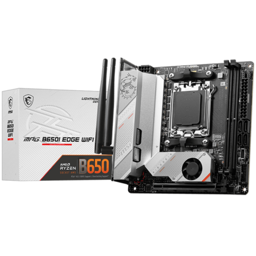 Материнская плата MB MSI AMD B650 sAM5, 2xDDR5(128GB), HDMI 2.1, 1xPCIe 4.0x16, 1xLAN (2.5GbE), Wi-Fi, BT, 4xSATA 6Gb/s, 2xM.2, 1xUSB-C, 5xUSB 3.2, mini ITX