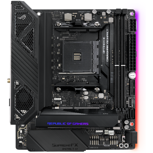 Материнская плата ASUS ROG CROSSHAIR VIII IMPACT X570 AM4 mini-DTX 2xDDR4 PCIEx16 2xM.2 USB-C GLAN Wi-Fi 6 {6}