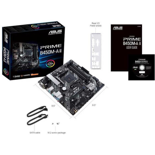 Материнская плата ASUS PRIME B450M-A II Soc-AM4 AMD B450 4xDDR4 mATX AC`97 8ch(7.1) GbLAN RAID+VGA+DVI+HDMI [PRIME B450M-A II]