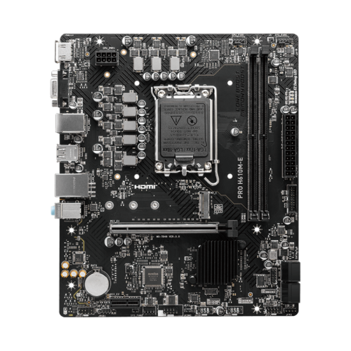 Материнская плата MB MSI INTEL H610 s1700, 2xDDR5(96GB), D-SUB/HDMI 1.4, 1xPCIe 4.0x16, 1xPCIe 3.0, 1xLAN, 4xSATA 6Gb/s, 1xM.2, 2xUSB 3.2, 4xUSB 2.0, 1xPS/2, mATX