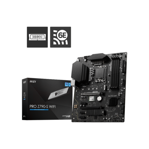Материнская плата MB MSI INTEL Z790 s1700, 4xDDR5(256GB), HDMI 1.4/DP, 1xPCIe 5.0x16, 1xPCIe 3.0x16, 3xPCIe 3.0, 1xLAN (2.5GbE), Wi-Fi, BT, 4xSATA 6Gb/s, 2xM.2, 1xUSB-C, 4xUSB 3.2, 2xUSB 2.0, ATX