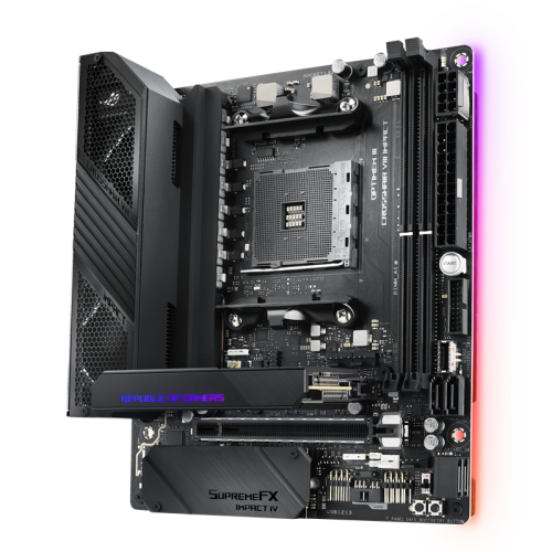 Материнская плата ASUS ROG CROSSHAIR VIII IMPACT X570 AM4 mini-DTX 2xDDR4 PCIEx16 2xM.2 USB-C GLAN Wi-Fi 6 {6}