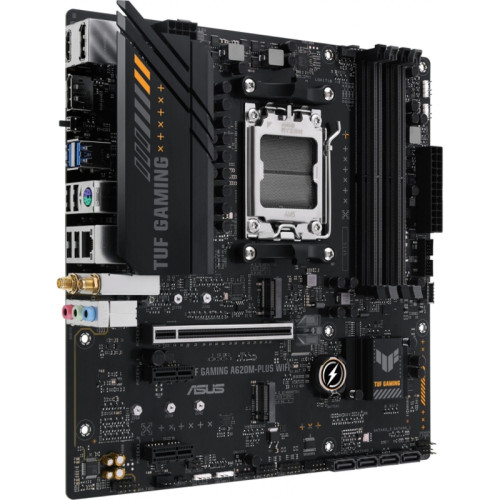 Материнская плата ASUS TUF GAMING A620M-PLUS WIFI SocketAM5 AMD A620 4xDDR5 mATX AC`97 8ch(7.1) 2.5Gg RAID+HDMI+DP [TUF GAMING A620M-PLUS WIFI]