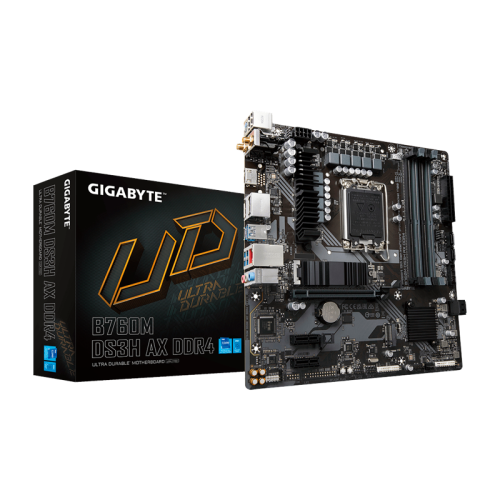 Материнская плата MB GIGABYTE INTEL B760 s1700, 4xDDR4(128GB), HDMI 2.0/2xDP, 1xPCIe 4.0x16, 2xPCIe 3.0, 1xLAN (2.5GbE), Wi-Fi, BT, 4xSATA 6Gb/s, 2xM.2, 1xUSB-C, 3xUSB 3.2, 2xUSB 2.0, mATX