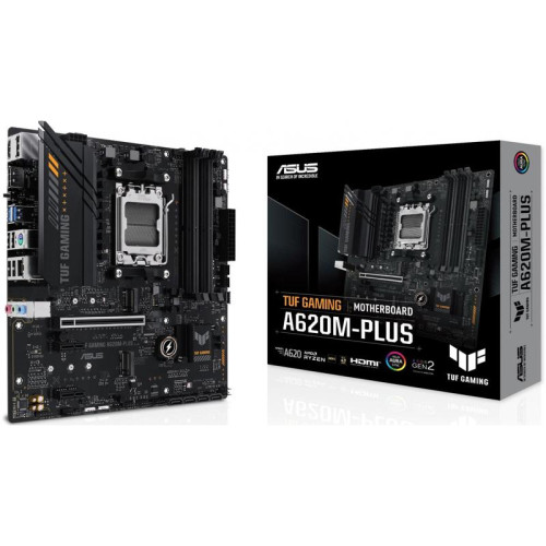 Материнская плата ASUS TUF GAMING A620M-PLUS SocketAM5 AMD A620 4xDDR5 mATX AC`97 8ch(7.1) 2.5Gg RAID+HDMI+DP [TUF GAMING A620M-PLUS]