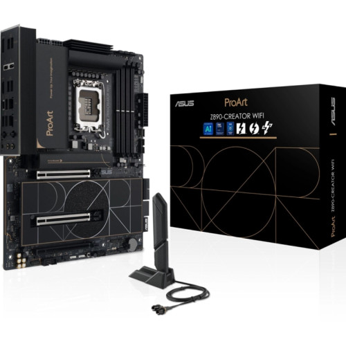 Материнская плата Asus PROART Z890-CREATOR WIFI Soc-1851 Intel Z890 4xDDR5 ATX AC`97 8ch(7.1) 1 x 10Gigabit + 1 x 2.5Gigabit RAID+HDMI+DP