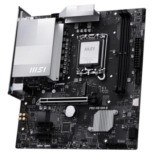 Материнская плата MSI PRO H810M-B H810, LGA1851, 2*DDR5, 1*PCIEx16, 2*PCIEx1, 1*M.2, 1*TypeC, 4*USB3.2Gen1, 8*USB2.0, 4*SATA3.0, 2.5G, DP, HDMI, M-ATX, RTL