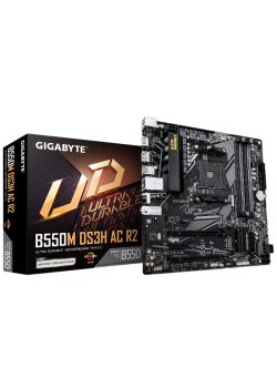 Материнская плата Gigabyte B550M DS3H AC R2 Soc-AM4 AMD B550 4xDDR4 mATX AC`97 8ch(7.1) GbLAN RAID+HDMI+DP