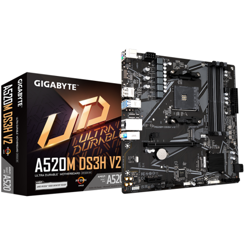 Материнская плата MB GIGABYTE AMD A520 sAM4, 4xDDR4(128GB), HDMI 2.1/DP, 1xPCIe 3.0x16, 1xPCIe 3.0, 1xLAN, 4xSATA 6Gb/s, 1xM.2, 4xUSB 3.2, 4xUSB 2.0, 1xPS/2, mATX