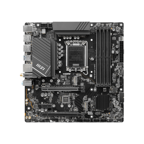 Материнская плата/ MB MSI INTEL B760 s1700, 4xDDR5(256GB), 2xHDMI 2.1/2xDP, 2xPCIe 4.0x16, 1xPCIe 3.0, 1xLAN (2.5GbE), Wi-Fi, BT, 4xSATA 6Gb/s, 2xM.2, 4xUSB 3.2, 2xUSB 2.0, 1xPS/2, mATX