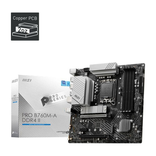 Материнская плата MSI PRO B760M-A DDR4 II Soc-1700 Intel B760 4xDDR4 mATX AC`97 8ch(7.1) 2.5Gg+HDMI+DP