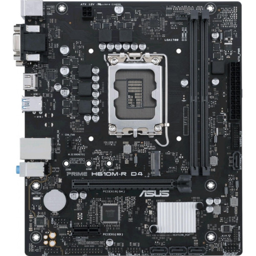Материнская плата ASUS PRIME H610M-R D4-SI Soc-1700 Intel H610 2xDDR4 mATX AC`97 8ch(7.1) GbLAN+VGA+DVI+HDMI White Box [PRIME H610M-R D4-SI]