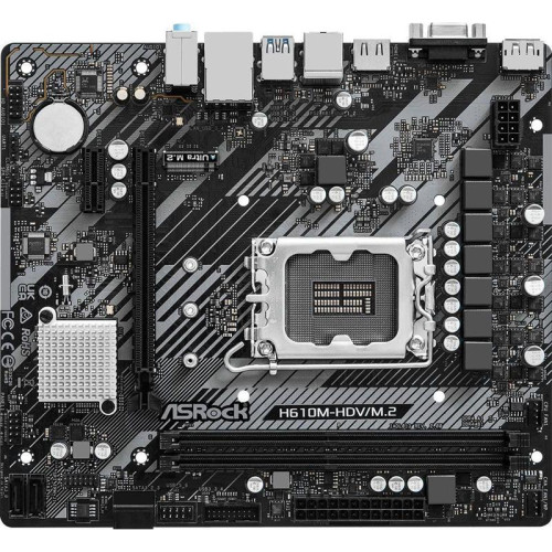 Материнская плата Asrock H610M-HDV/M.2 R2.0 Soc-1700 Intel H610 2xDDR4 mATX AC`97 8ch(7.1) GbLAN+VGA+HDMI+DP [H610M-HDV/M.2 R2.0]