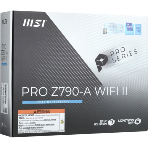 Материнская плата MSI PRO Z790-A WIFI II Soc-1700 Intel Z790 4xDDR5 ATX AC`97 8ch(7.1) 2.5Gg RAID+HDMI+DP
