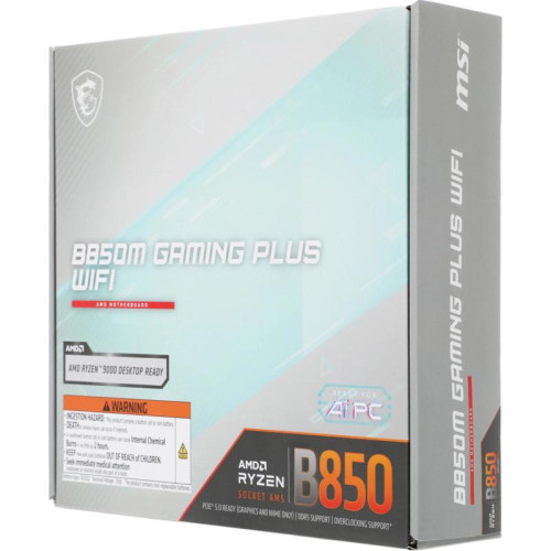 Материнская плата MSI B850M GAMING PLUS WIFI SocketAM5 AMD B850 4xDDR5 mATX AC`97 8ch(7.1) 5Gigabit RAID+HDMI+DP