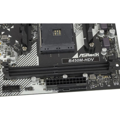 Материнская плата Asrock B450M-HDV R4.0 Soc-AM4 AMD B450 2xDDR4 mATX AC`97 8ch(7.1) GbLAN RAID+VGA+DVI+HDMI [B450M-HDV R4.0]