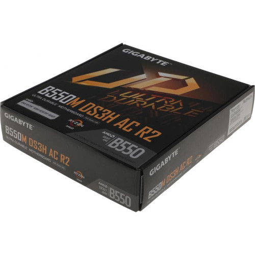 Материнская плата Gigabyte B550M DS3H AC R2 Soc-AM4 AMD B550 4xDDR4 mATX AC`97 8ch(7.1) GbLAN RAID+HDMI+DP