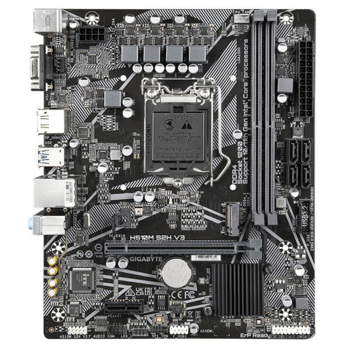 Материнская плата Gigabyte H510M S2H V3 2.0 Soc-1200 Intel Q470 2xDDR4 mATX AC`97 8ch(7.1) GbLAN+VGA+HDMI+DP