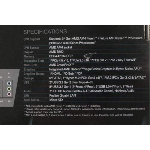 Материнская плата Asrock B550M PRO4 Soc-AM4 AMD B550 4xDDR4 mATX AC`97 8ch(7.1) GbLAN RAID+VGA+HDMI+DP [B550M PRO4]