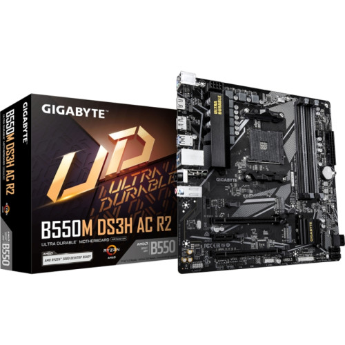 Материнская плата Gigabyte B550M DS3H AC R2 Soc-AM4 AMD B550 4xDDR4 mATX AC`97 8ch(7.1) GbLAN RAID+HDMI+DP Материнская плата Gigabyte B550M DS3H AC R2 Soc-AM4 AMD B550 4xDDR4 mATX AC`97 8ch(7.1) GbLAN RAID+HDMI+DP