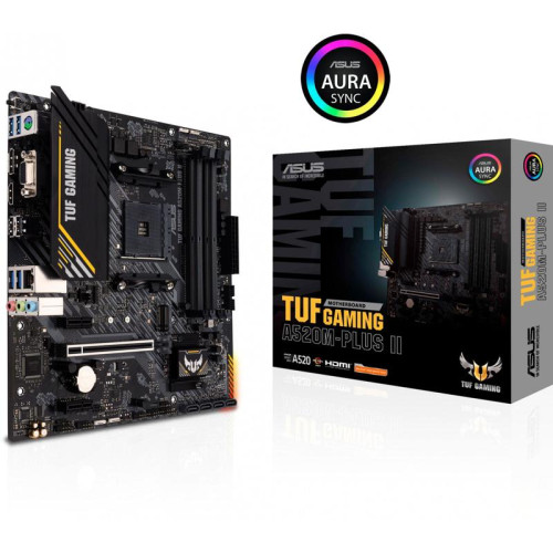 Материнская плата ASUS TUF GAMING A520M-PLUS II Soc-AM4 AMD A520 4xDDR4 mATX AC`97 8ch(7.1) GbLAN RAID+VGA+HDMI+DP [TUF GAMING A520M-PLUS II]