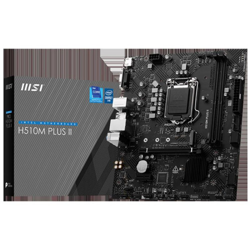 Материнская плата MSI H510M PLUS II H510, LGA1200, 2*DDR4, 1*PCIEx16, 1*PCIEx1, 1*M.2, 4*USB3.2Gen1, 8*USB2.0, 4*SATA3.0, 1G, VGA, HDMI, M-ATX, RTL