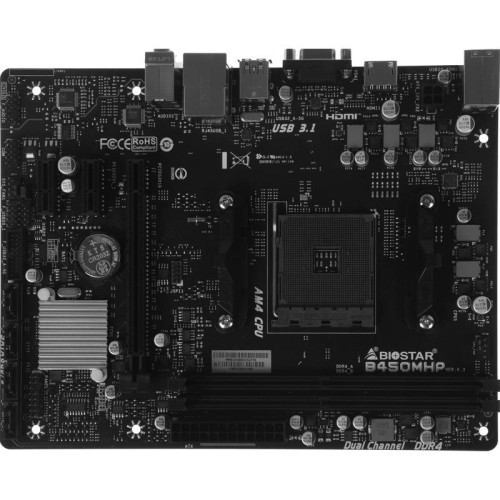 Материнская плата Biostar B450MHP Soc-AM4 AMD B450 2xDDR4 mATX AC`97 8ch(7.1) GbLAN RAID+VGA+HDMI [B450MHP]