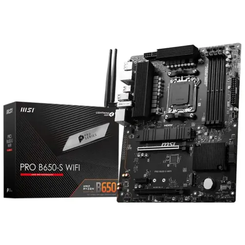 Материнская плата MB MSI AMD B650 sAM5, 4xDDR5(256GB), HDMI 2.1/DP, 2xPCIe 4.0x16, 1xPCIe 3.0, 1xLAN (2.5GbE), Wi-Fi, BT, 4xSATA 6Gb/s, 2xM.2, 1xUSB-C, 7xUSB 3.2, ATX