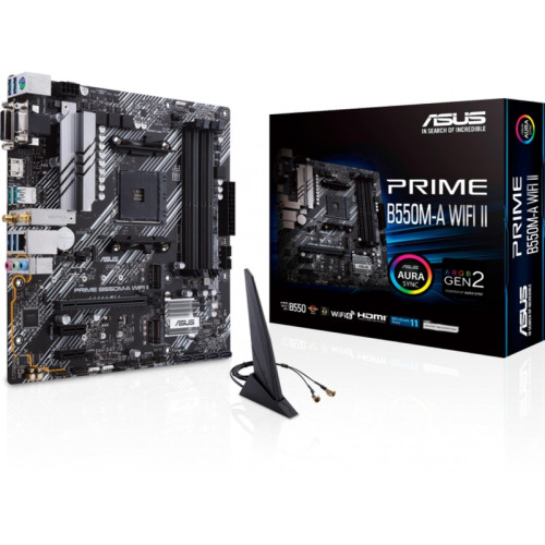 Материнская плата ASUS PRIME B550M-A WIFI II Soc-AM4 AMD B550 4xDDR4 mATX AC`97 8ch(7.1) GbLAN RAID+VGA+DVI+HDMI [PRIME B550M-A WIFI II]