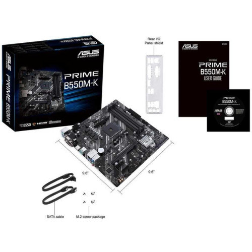 Материнская плата ASUS PRIME B550M-K Soc-AM4 AMD B550 4xDDR4 mATX AC`97 8ch(7.1) GbLAN RAID+VGA+DVI+HDMI [PRIME B550M-K]