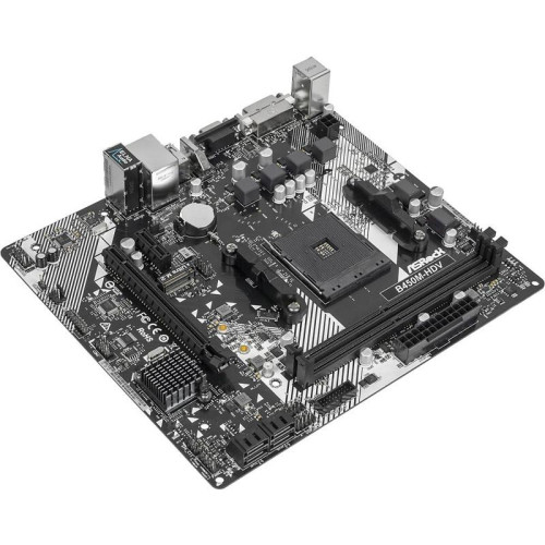 Материнская плата Asrock B450M-HDV R4.0 Soc-AM4 AMD B450 2xDDR4 mATX AC`97 8ch(7.1) GbLAN RAID+VGA+DVI+HDMI [B450M-HDV R4.0]