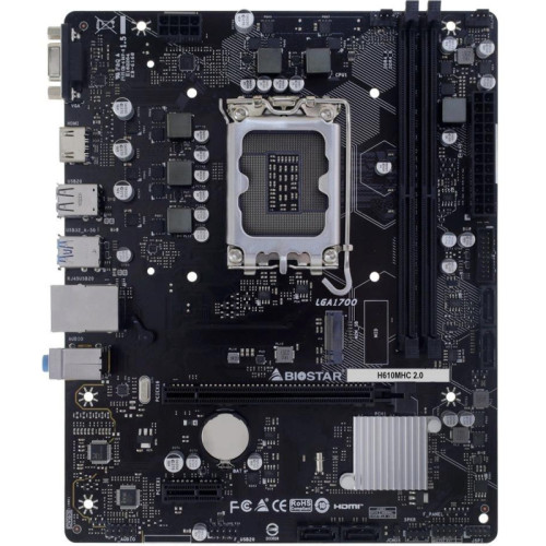 Материнская плата Biostar H610MHC 2.0 Soc-1700 Intel H610 2xDDR4 mATX AC`97 8ch(7.1) GbLAN RAID+VGA+HDMI Материнская плата Biostar H610MHC 2.0 Soc-1700 Intel H610 2xDDR4 mATX AC`97 8ch(7.1) GbLAN RAID+VGA+HDMI