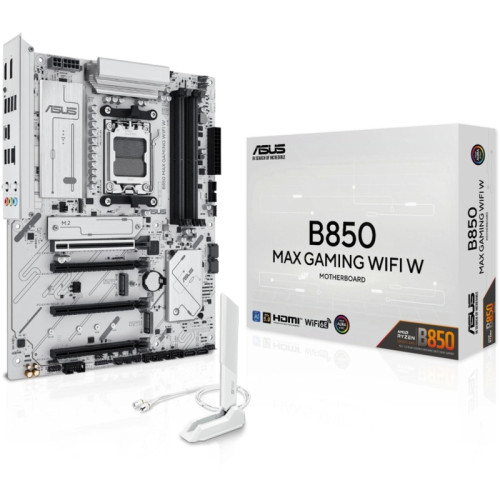 Материнская плата Asus B850 MAX GAMING WIFI W SocketAM5 AMD B850 4xDDR5 ATX AC`97 8ch(7.1) 2.5Gg RAID+HDMI+DP Материнская плата Asus B850 MAX GAMING WIFI W SocketAM5 AMD B850 4xDDR5 ATX AC`97 8ch(7.1) 2.5Gg RAID+HDMI+DP