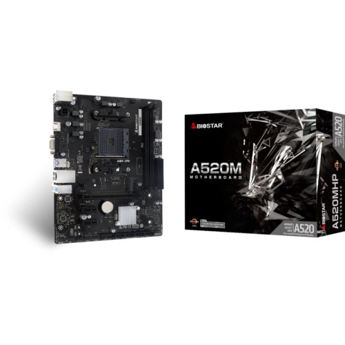 Материнская плата Biostar A520MHP Soc-AM4 AMD A520 2xDDR4 mATX AC`97 8ch(7.1) GbLAN RAID+VGA+HDMI [A520MHP]