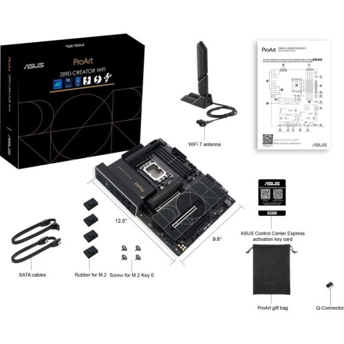 Материнская плата Asus PROART Z890-CREATOR WIFI Soc-1851 Intel Z890 4xDDR5 ATX AC`97 8ch(7.1) 1 x 10Gigabit + 1 x 2.5Gigabit RAID+HDMI+DP