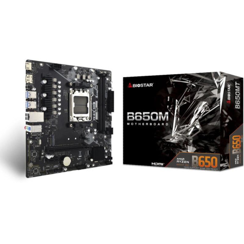 Материнская плата Biostar B650MT SocketAM5 AMD B650 2xDDR5 mATX AC`97 8ch(7.1) GbLAN RAID+HDMI+DP [B650MT]