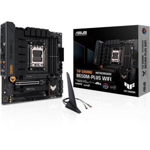 Материнская плата ASUS TUF GAMING B650M-PLUS WIFI SocketAM5 AMD B650 4xDDR5 mATX AC`97 8ch(7.1) 2.5Gg RAID+HDMI+DP [TUF GAMING B650M-PLUS WIFI]