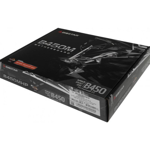 Материнская плата Biostar B450MHP Soc-AM4 AMD B450 2xDDR4 mATX AC`97 8ch(7.1) GbLAN RAID+VGA+HDMI [B450MHP]