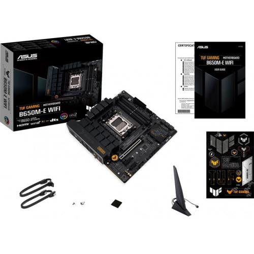 Материнская плата ASUS TUF GAMING B650M-E WIFI SocketAM5 AMD B650 4xDDR5 mATX AC`97 8ch(7.1) 2.5Gg RAID+HDMI+DP [TUF GAMING B650M-E WIFI]