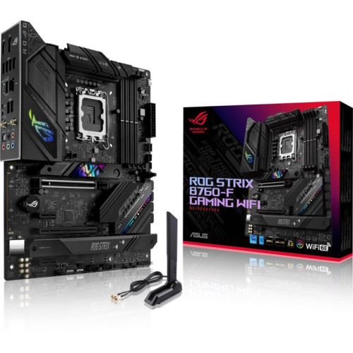 Материнская плата ASUS ROG STRIX B760-F GAMING WIFI Soc-1700 Intel B760 4xDDR5 ATX AC`97 8ch(7.1) 2.5Gg RAID+HDMI+DP [ROG STRIX B760-F GAMING WIFI]