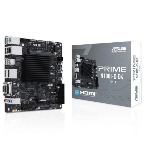 Материнская плата с ЦПУ ASUS PRIME N100I-D D4-CSM N100 mini-ITX DDR4 PCIEx1 M.2 DP HDMI VGA GLAN