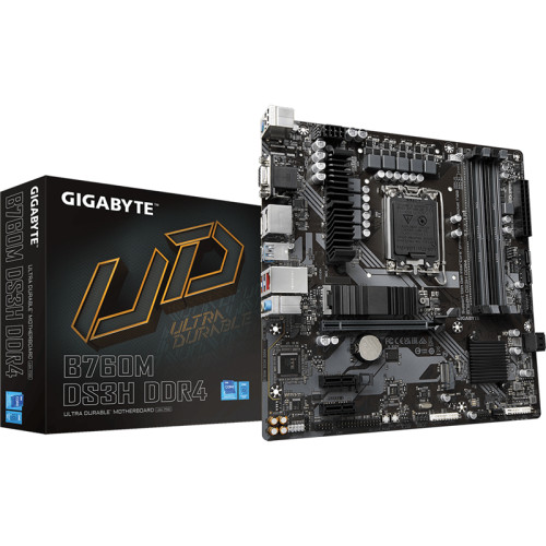 Материнская плата MB GIGABYTE INTEL B760 s1700, 4xDDR4(128GB), HDMI 2.0/DP, 1xPCIe 4.0x16, 4xPCIe 3.0x16, 1xLAN, 4xSATA 6Gb/s, 2xM.2, 1xUSB-C, 1xUSB 3.2, 4xUSB 2.0, 1xPS/2, ATX