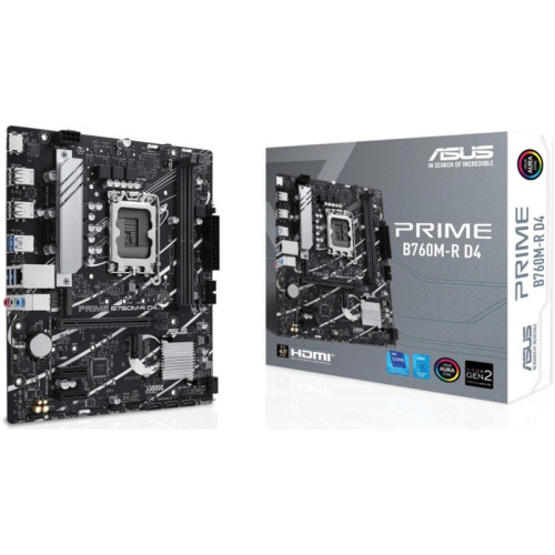 Материнская плата ASUS PRIME B760M-R D4 Soc-1700 Intel B760 2xDDR4 mATX AC`97 8ch(7.1) 2.5Gg RAID+HDMI [PRIME B760M-R D4]