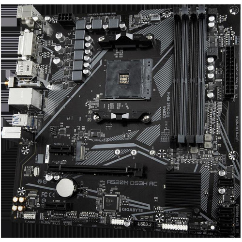 Материнская плата Gigabyte A520M DS3H AC Soc-AM4 AMD A520 4xDDR4 mATX AC`97 8ch(7.1) GbLAN RAID+HDMI+DP
